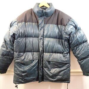 BRITCHES Vintage Green Down Puffer Coat Size L Quilted Nylon Shell